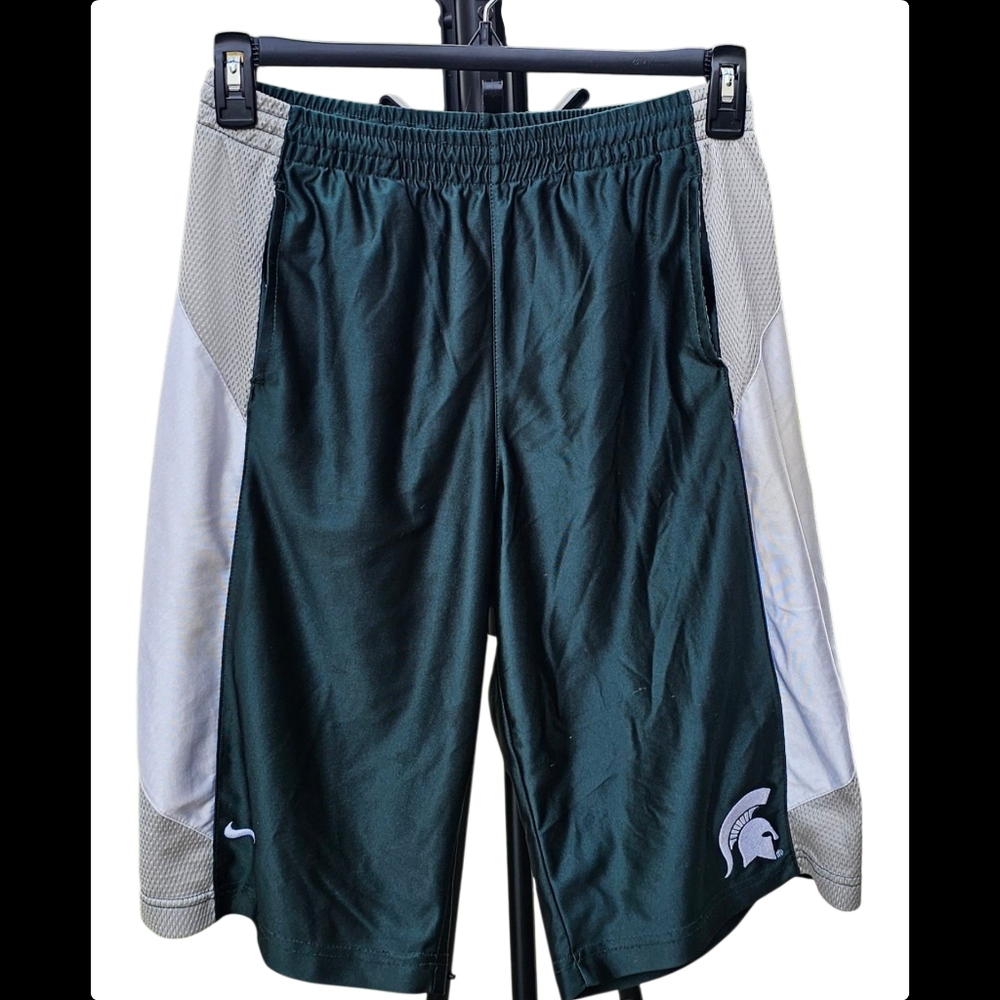 Nike Kids Michigan State University Spartans Shorts Green White Gray